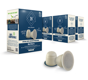 36P Northern Blend - 100 Compostable Nespresso® Compatible Capsules.