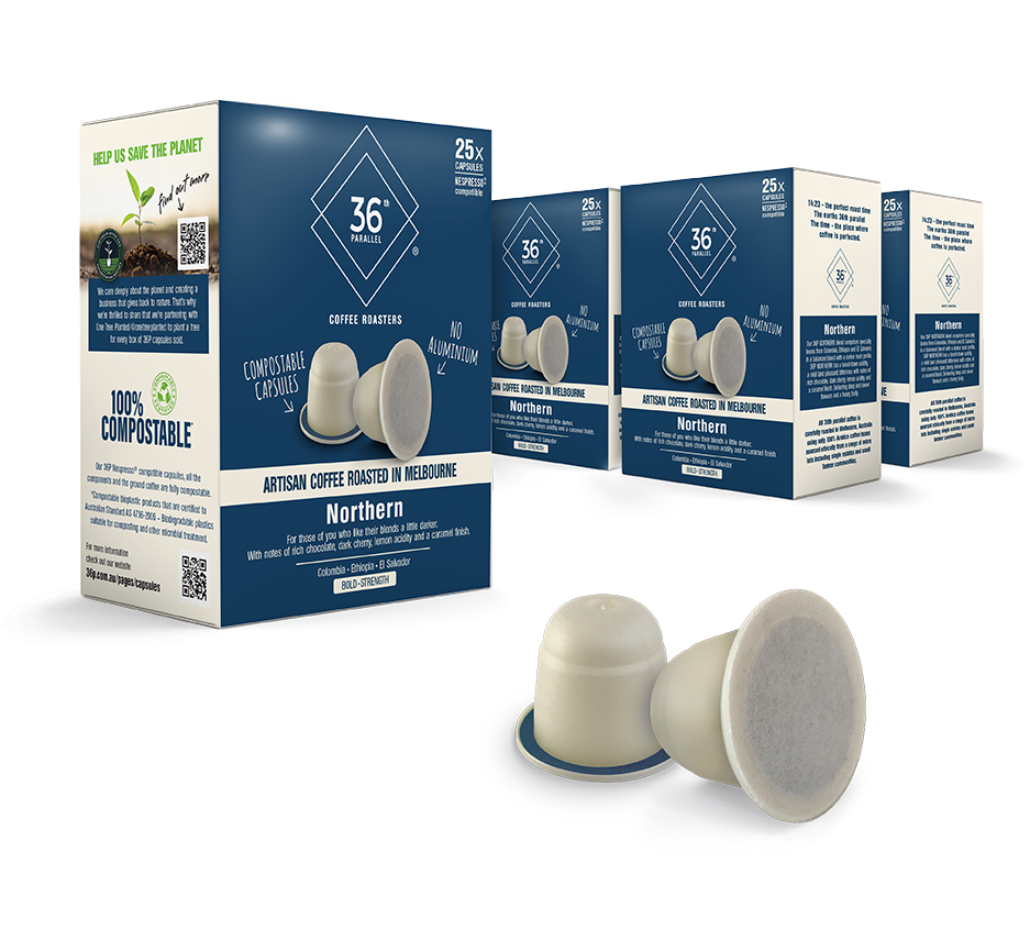 36P Northern Blend - 100 Compostable Nespresso® Compatible Capsules.