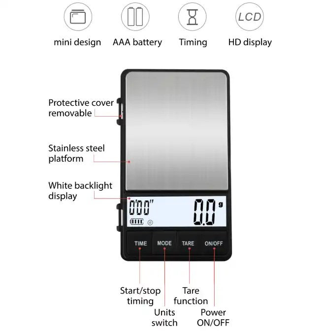 Digital Pocket Smart Coffee Scale with Timer
